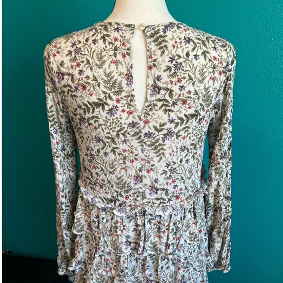Urban Outfitters Cream Botanical Floral Tiered Dress Women's Small - Picture 6 of 11